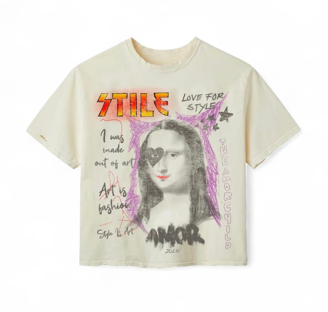 Stile De Amor Cream Mona Lisa T-Shirt