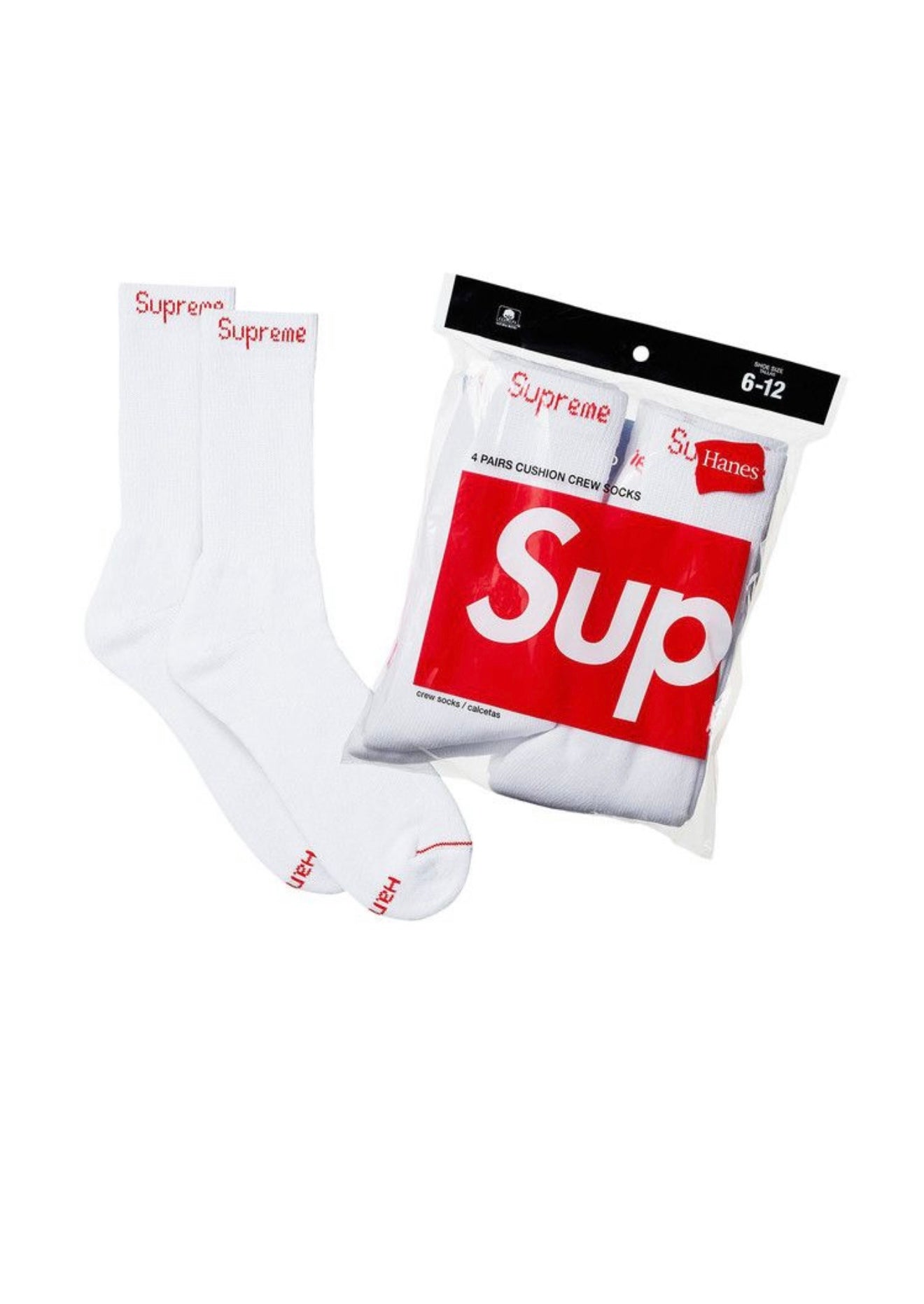Supreme / Hanes Crew Socks white (4pk)
