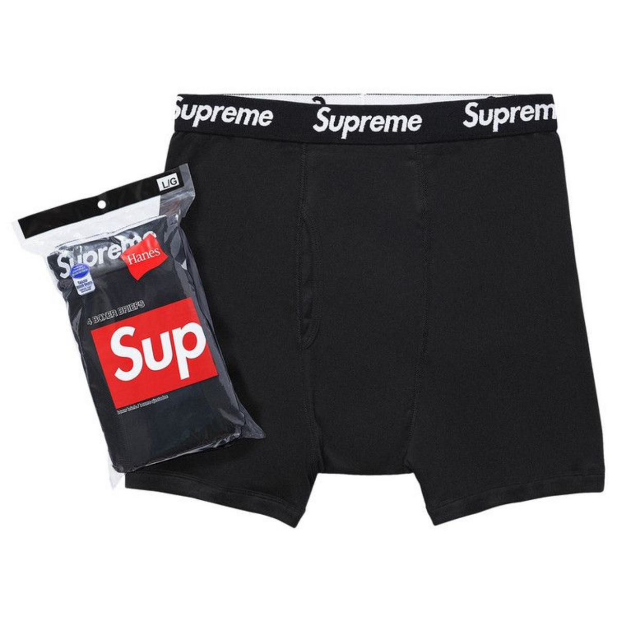 Supreme/ Hanes Boxer Briefs Black (4pk)